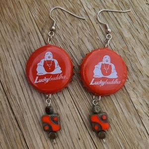 Lucky Buddha Beer Cap Earrings